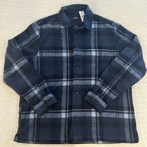 Express Mens’ plaid knit shirt jacket.